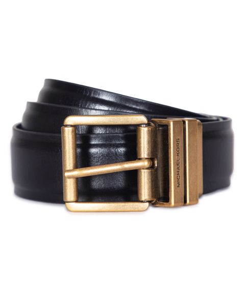 Женский ремень Michael Kors Micheal Kors Flattened Edge Reversible, цвет: Чёрный / Золотой
