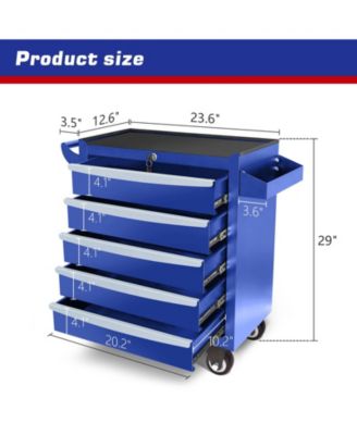 5-Drawer Rolling Metal Tool Chest with Wheels and Lock