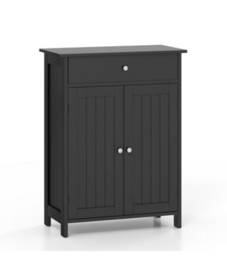 Bathroom Floor Cabinet Freestanding Storage Organizer with 2 Doors