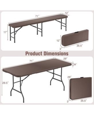 3 Piece Folding Picnic Table Set w/ 6 ft Table & 2 Benches for Yard Camping