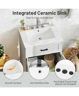 Bathroom Vanity Unit with Basin and Double Doors for Compact Storage