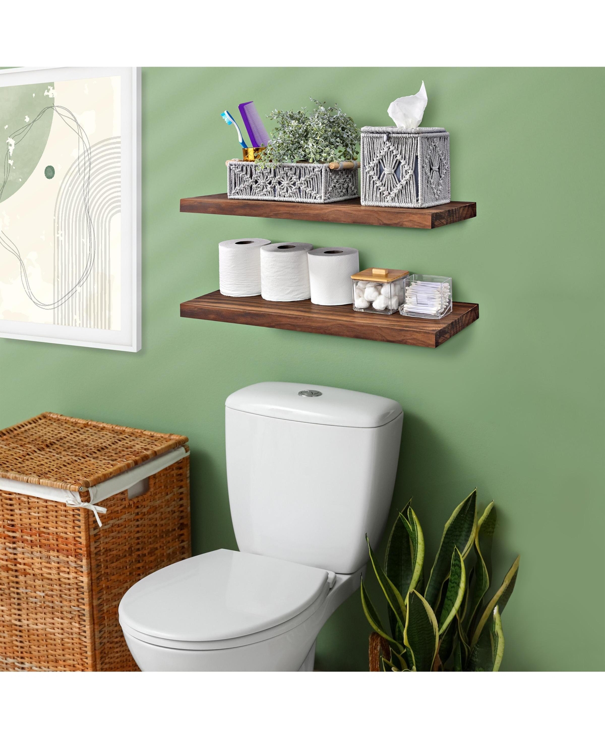 Sorbus 2 Pack 24" Solid Wood Floating Shelves - for Bathroom Decor, Books, Bedroom & Living Room