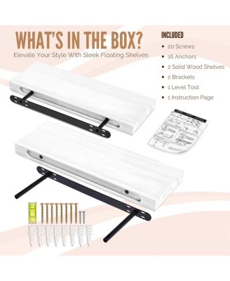 2 Pack 24" Solid Wood Floating Shelves