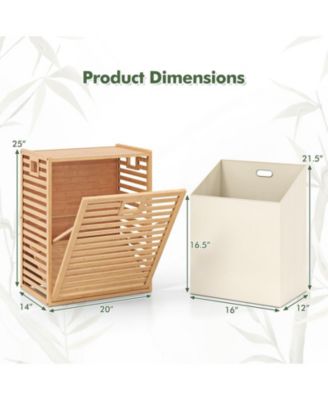 18 Gal Bamboo Tilt-out Laundry Hamper with Removable Fabric Bin