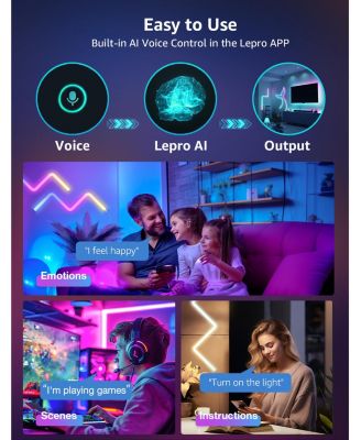 Smart RGB LED Wall Light Kit with Wi-Fi, Bluetooth App Control, Segment DIY, Alexa & Google Home Compatible – 6 Bars with 2 Corners