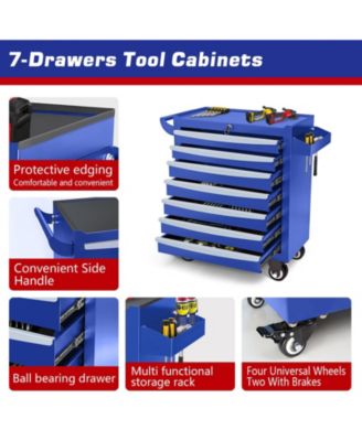 7-Drawer Metal Tool Box with Wheels & Lock, Rolling Garage Storage Cabinet Tool Chest
