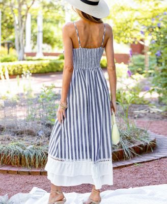 Women's Sailor Sweetheart Striped Maxi Beach Dress