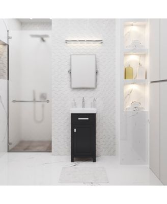 Mia 18&amp;#x22; Wood Bath Vanity with Ceramic Integrated White Basin Top