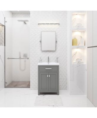 Myra 24&amp;#x22; Wood Bath Vanity with Integrated Ceramic Vanity Top and Sink