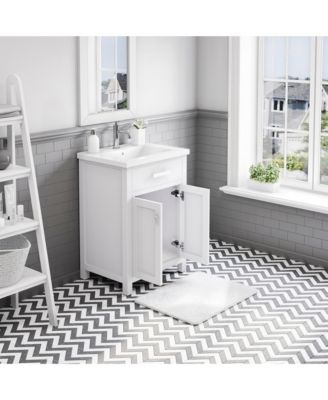 Myra Collection 24 in. Bathroom Vanity in Pure White with Ceramics Vanity Top in White - Vanity Only