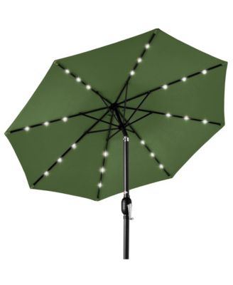 10ft Solar Led Lighted Patio Umbrella W Tilt Adjustment Uv Resistant Fabric