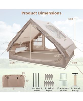 4-6 People Inflatable Camping Tent with Porch and Carrying Bag