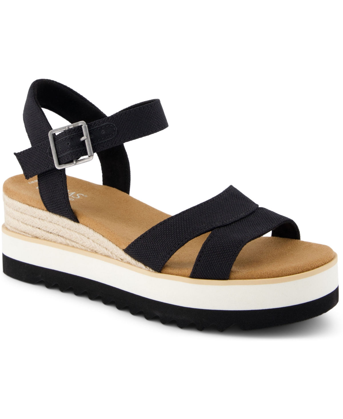 Women's Louisa Open Toe Wedge Sandals - Black Heavy Canvas