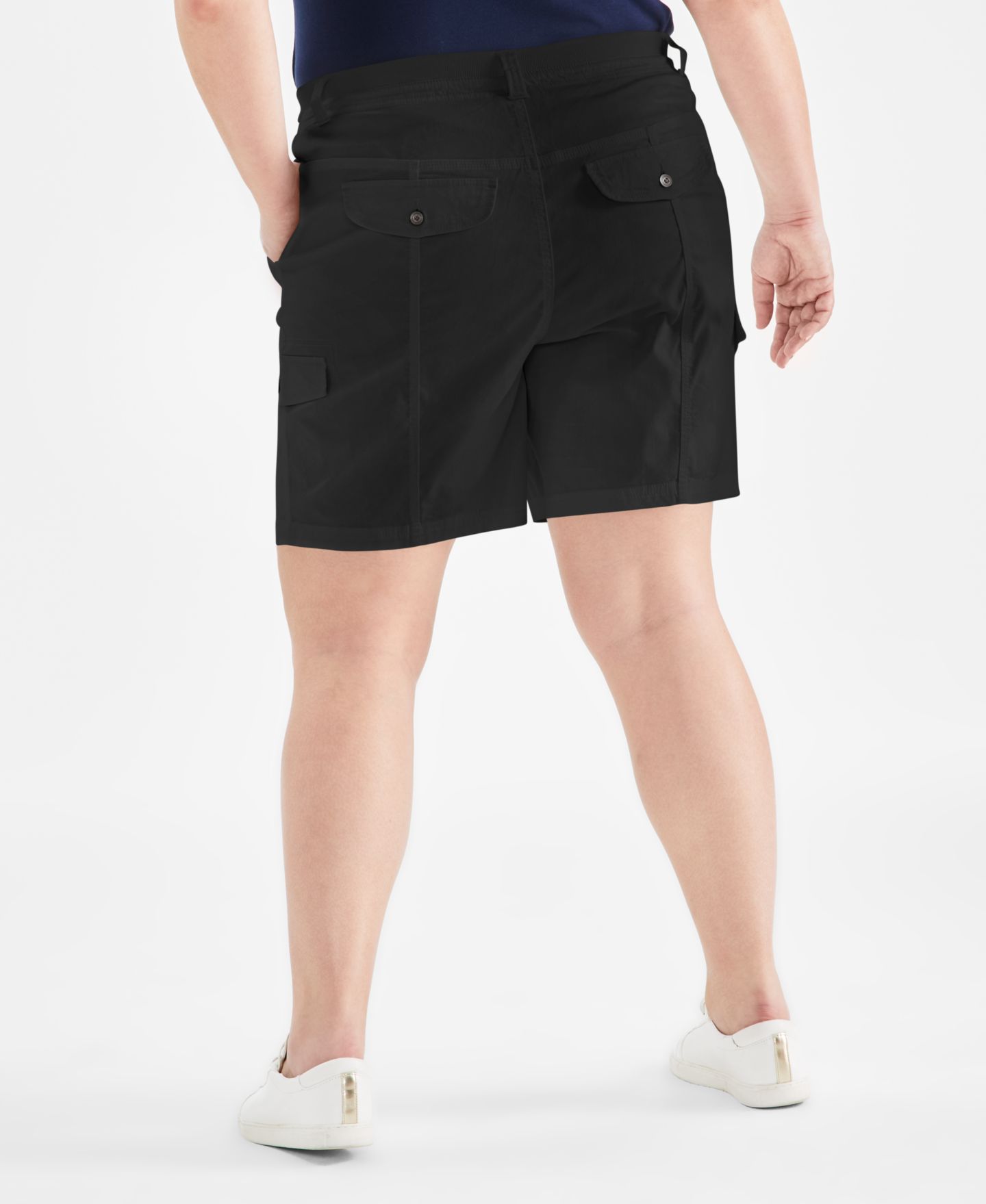 Женские шорты Style & Co Plus Size Mid-Rise Comfort-Waist Cargo, цвет: Глубокий чёрный — фото 2