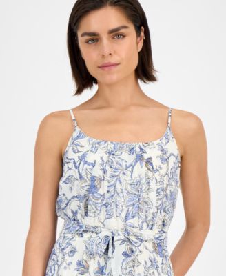 Women's Printed Scoop-Neck Chiffon Dress