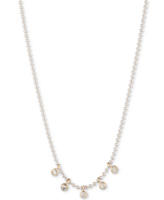 Lauren Ralph Lauren - Two-Tone Cubic Zirconia Frontal Necklace, 16" + 3" extender