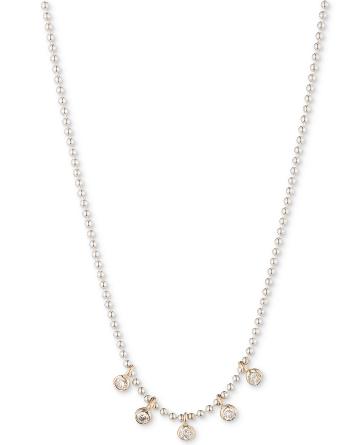Two-Tone Cubic Zirconia Frontal Necklace, 16" + 3" extender - Crystal Wh