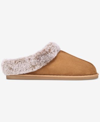 Women's Boxed Faux-Fur-Collar Clog Slippers, Macy's Exclusive
