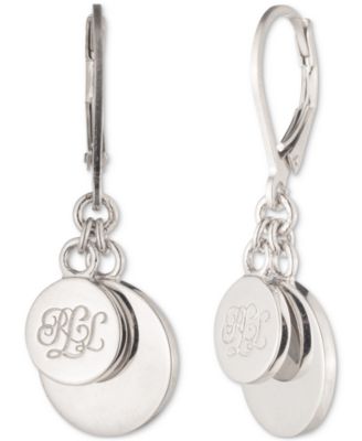 Lauren Ralph Lauren - Sterling Silver Script Coin Drop Earrings