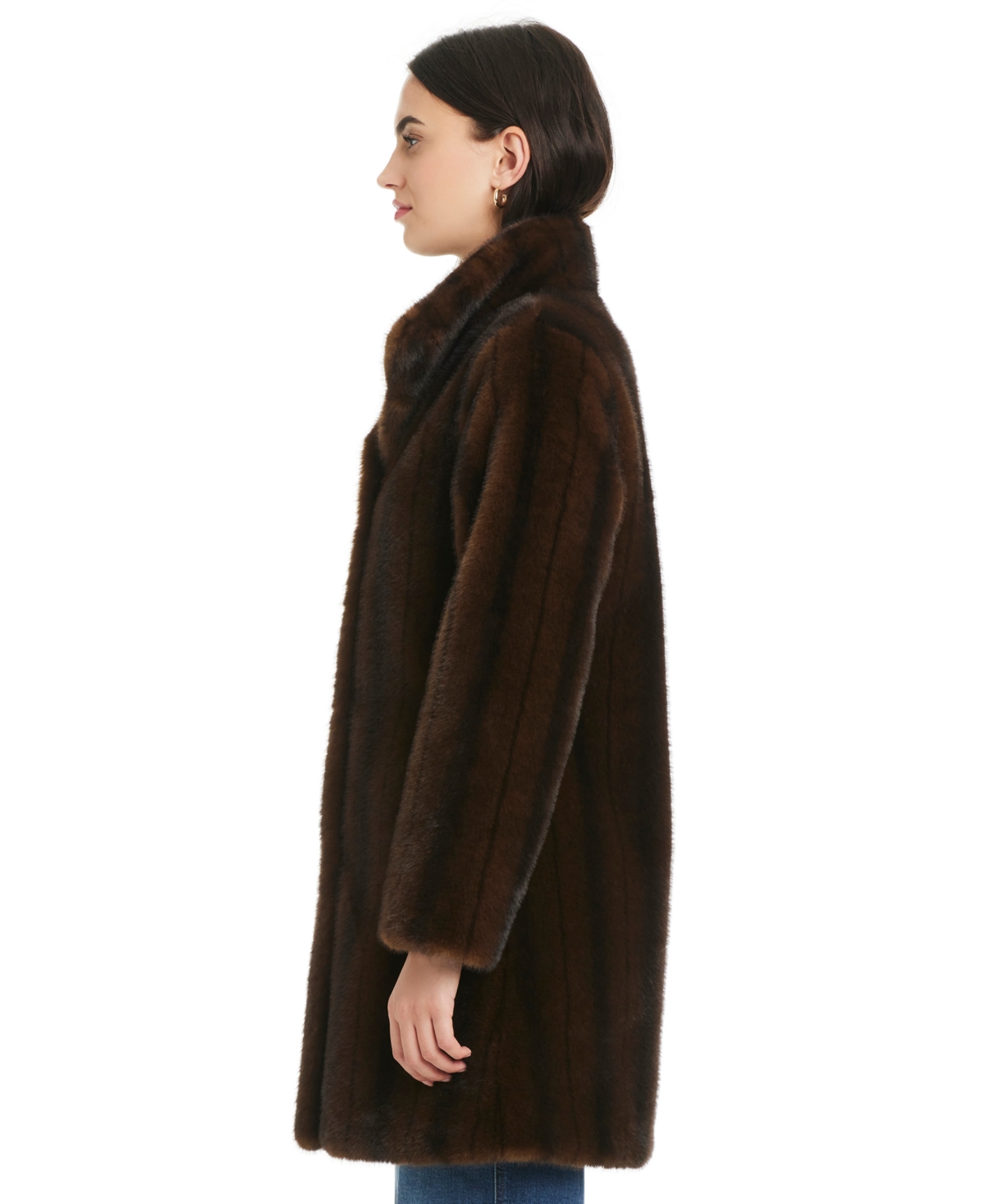 Jones New York Women's Collared Faux-fur Coat