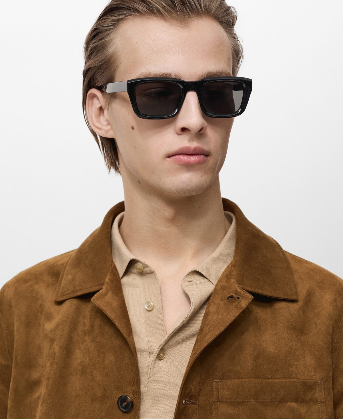 Mango Men's Suede Effect Overshirt In Brown