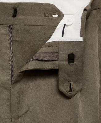 Men's Slim-Fit Pleated Linen Pants