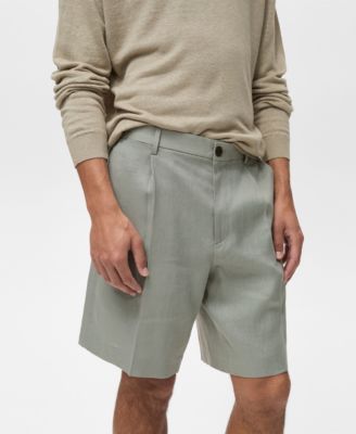 Men's Linen Pleated Bermuda Shorts