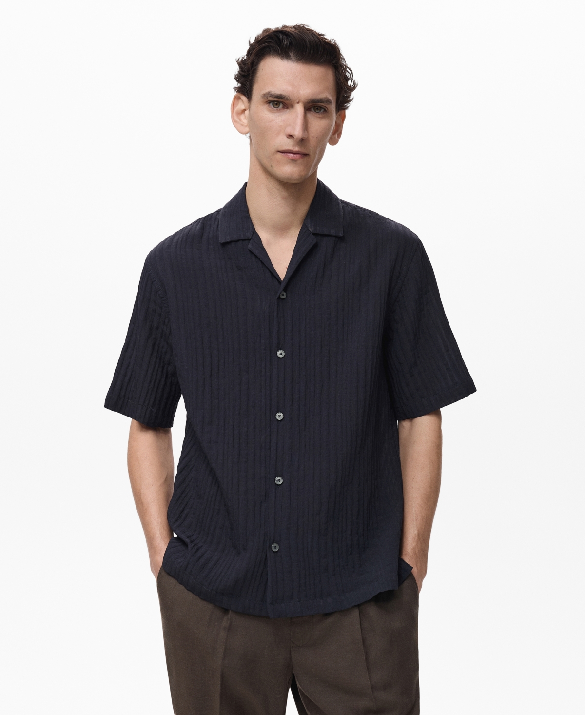 Men's Stripped Structure Shirt - Dark Navy