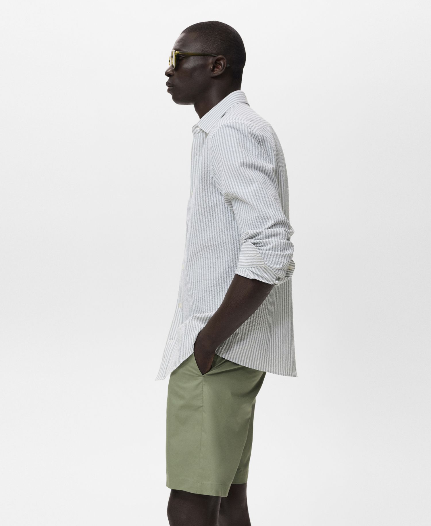 Men's Interior Elastic Strip Cotton Bermuda Shorts