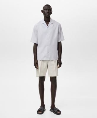 Men's Lyocell-Linen Bowling-Collar Shirt