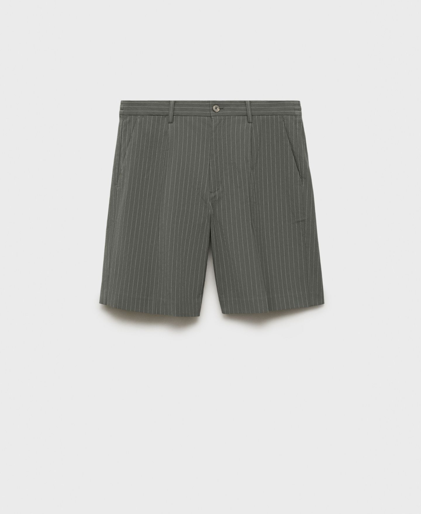 Мужские шорты Mango Slim-Fit Chino Cotton Bermuda, цвет: Серый — фото 7