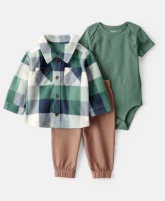 Carter's - Baby Boys Plaid Little Jacket, Bodysuit & Pants, 3 Piece Set
