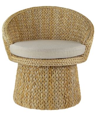 28.5" Handwoven Banana Leaf 360&deg; Swivel Base Indoor Accent Chair