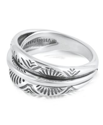 Sterling Silver Etched Fan Tapered Ring, Size 9