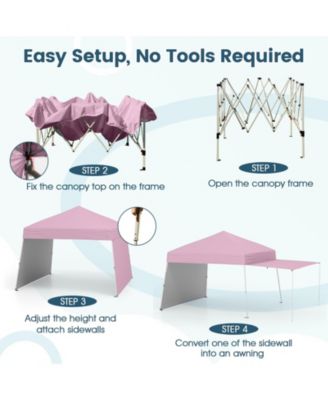 14 x 9.2 Feet Pop up Canopy Tent with 2 Convertible Sidewalls to Awning and Stakes