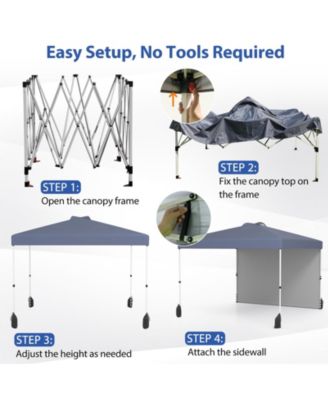 10 X 10 FT Pop up Canopy Tent with 1 Sidewall and Wheeled Bag