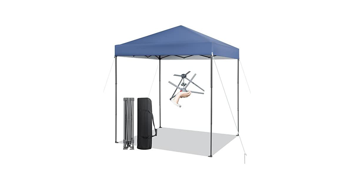 6.6 x 6.6 Feet Outdoor Pop-up Canopy Tent with Upf 50+ Sun Protection - Blue