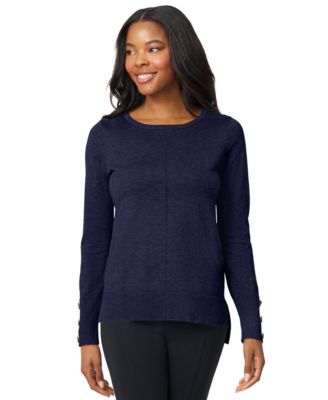 Women's Button-Cuff Lightweight Tunic Sweater