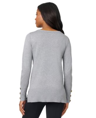Women's Button-Cuff Lightweight Tunic Sweater