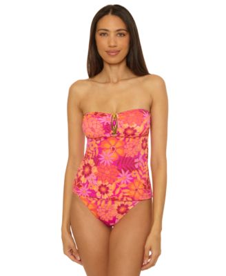 Becca Womens Copacabana Bandeau Tankini Top High Waist Bottoms In Multi