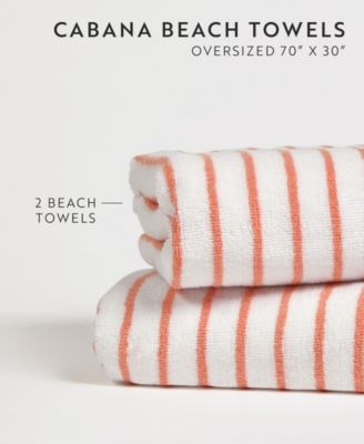 Cabana Stripe Cotton 2-Pack Beach Towels, 30&amp;quot; x 70&amp;quot;