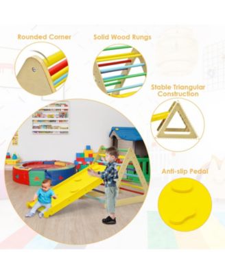 3 Piece Toddler Triangle Set Montessori with 2 Climbing Triangles and 1 Ramp