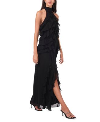 Women's Chiffon Sleeveless Long Halter Dress