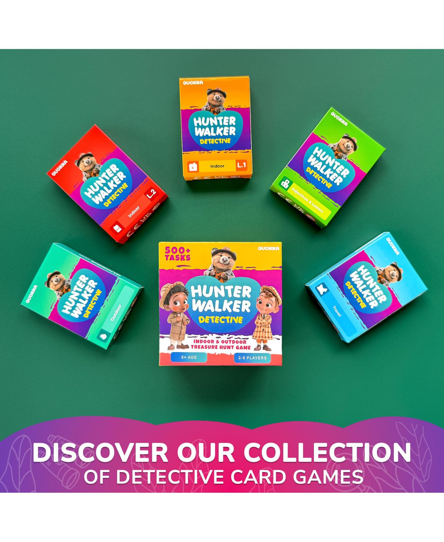 Детская игрушка Quokka Scavenger Hunt Cards 50-Card Picture-Based Team Building Party Game, Ages 4+, цвет: Adjectives & Letters — фото 6