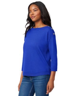 Women's Boat-Neck Button-Shoulder Sweater
