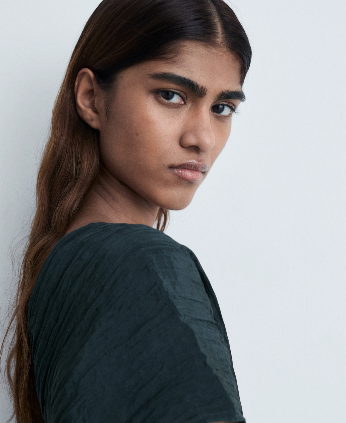 Mango Wrinkled Effect V-neck Top