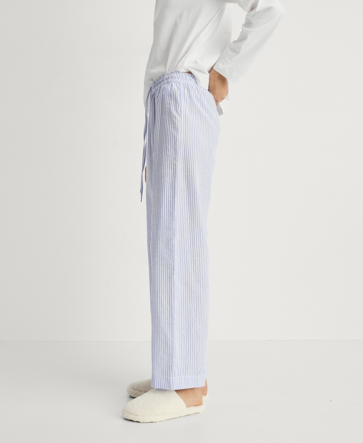 Mango Women's 2-piece Seersucker Striped Pajamas In White