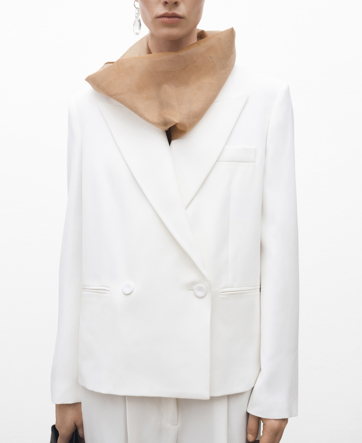 Women's Oversized Double-Breasted Suit Jacket - White
