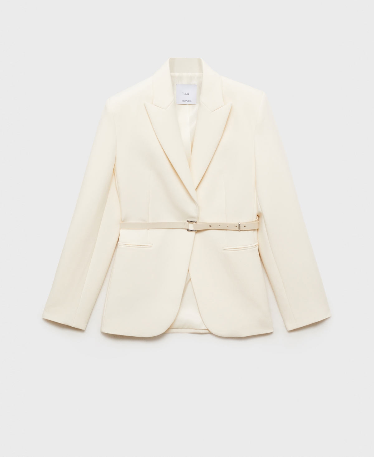 Women's Belt Structured Blazer - Ecru
