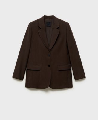 MANGO - Women's Straight-Fit Lyocell Suit Jacket